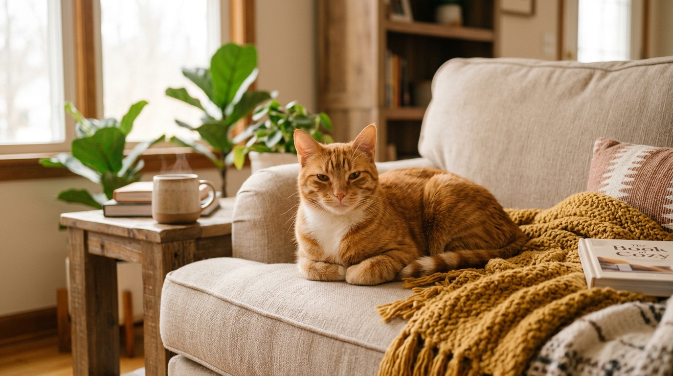 Cat body language signs - orange tabby showing love