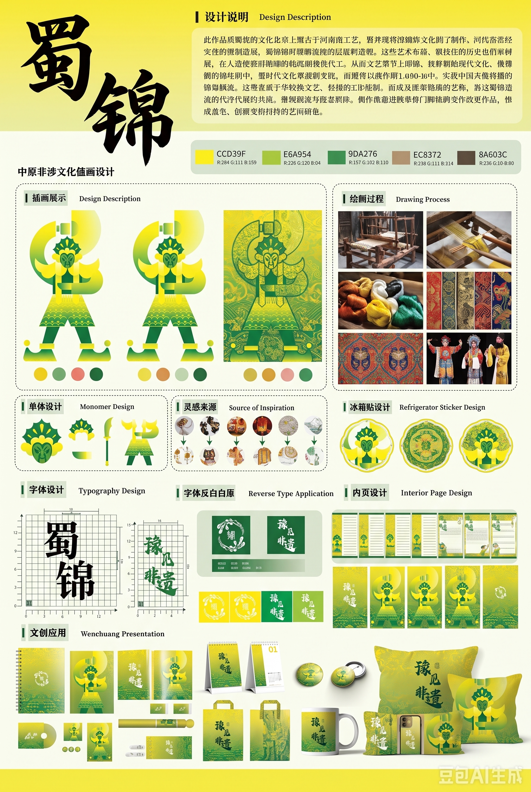借鉴图片中的展板根据图二生成有关游蜀锦主题的展板
