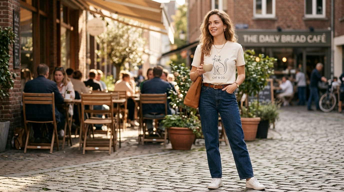 Stylish cat-themed apparel outfit inspiration