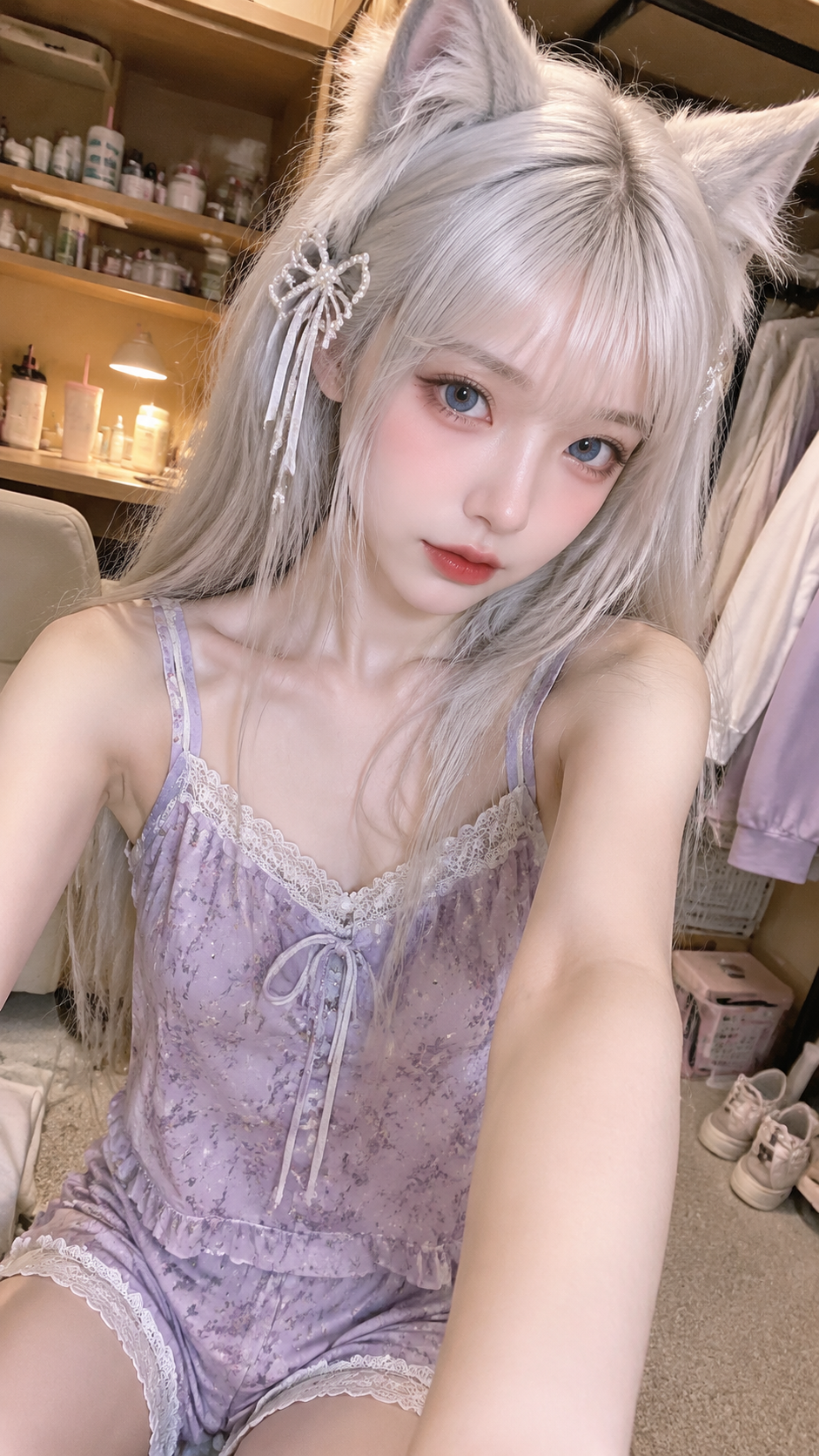 正向提示词 主体：1 位绝美少女，精致淡冷白皮，…