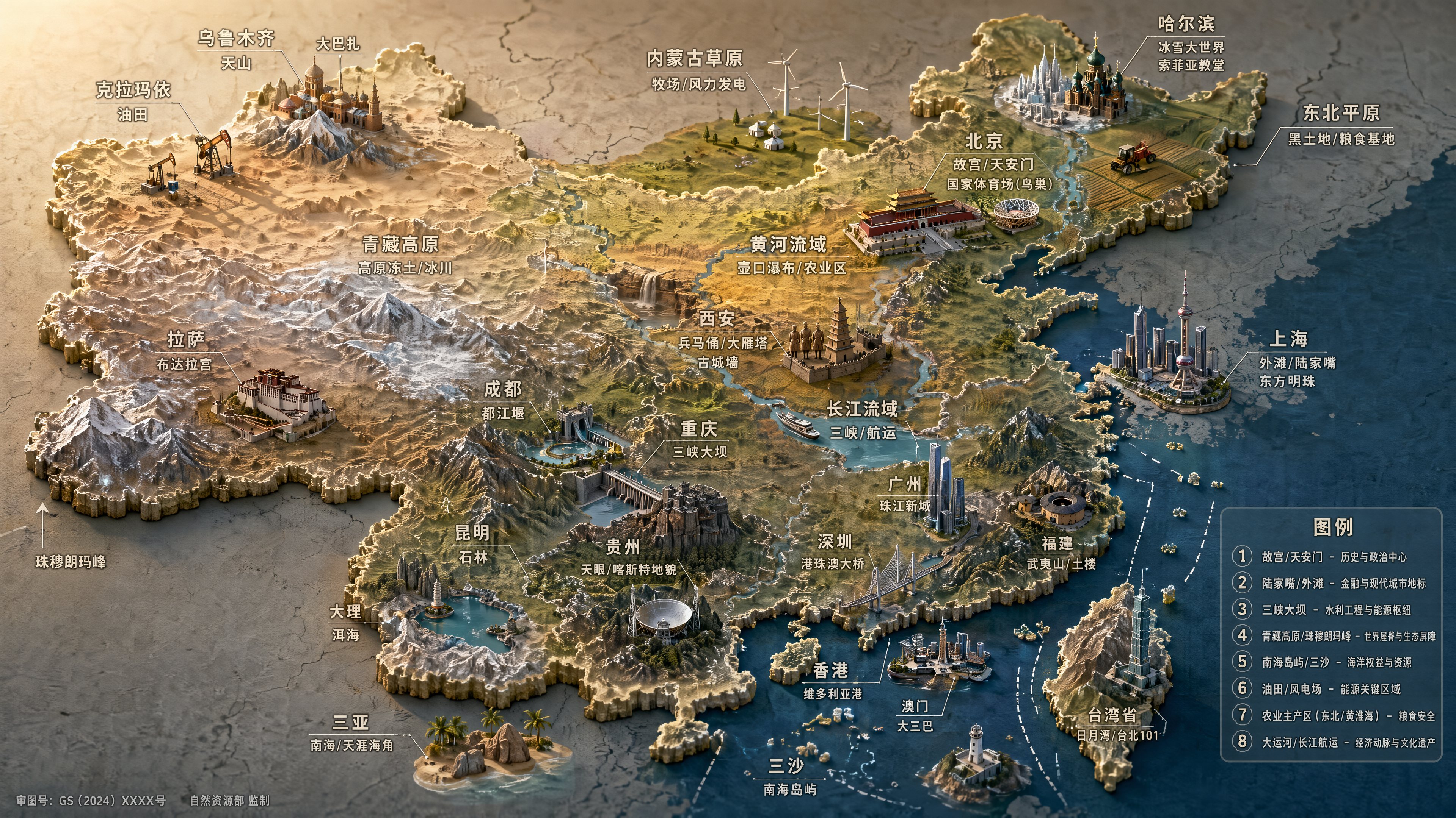 中国 16:9 地形地图特写，水平构图，轻度对角…