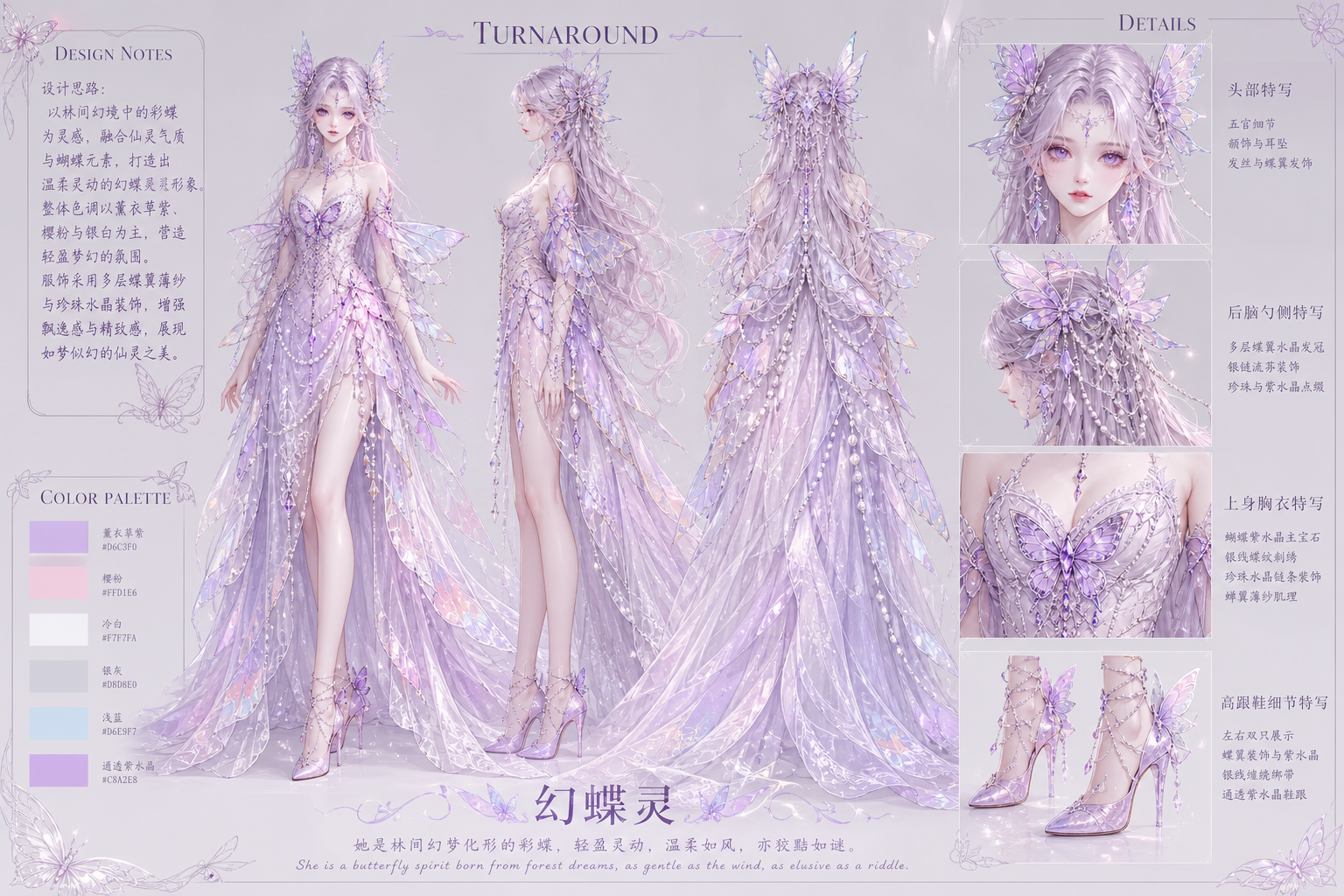 人物主体・幻蝶灵形核心设定 女性人形灵兽彩蝶，2…