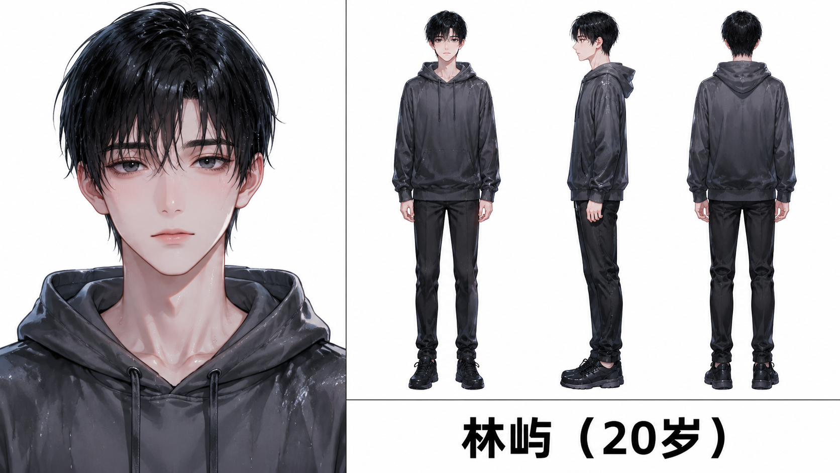 一名20岁的年轻男子，身材消瘦，面容清秀。他留着…