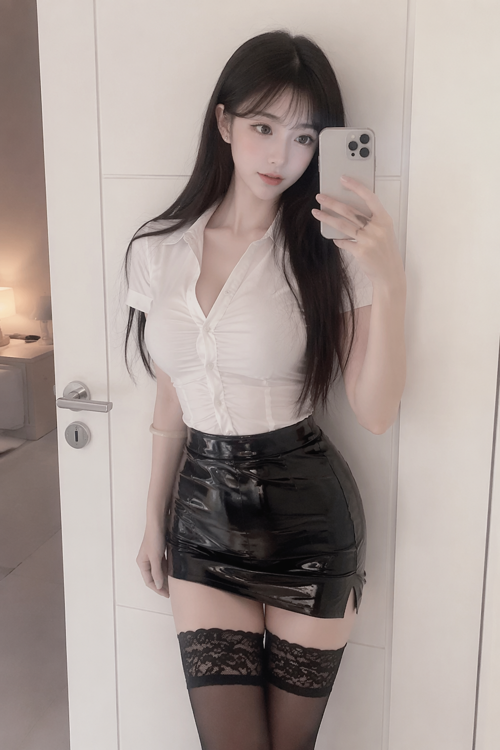 画面中的主体是一位清甜软萌韩系少女美人、小巧纤细…