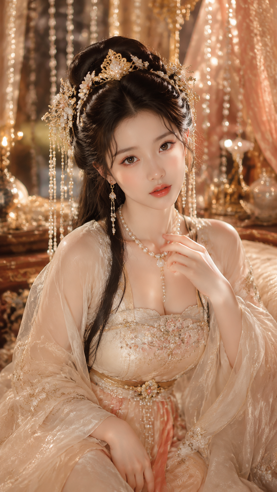 9:16 竖版，古风贵女高级水光美妆写真，唐风闺…