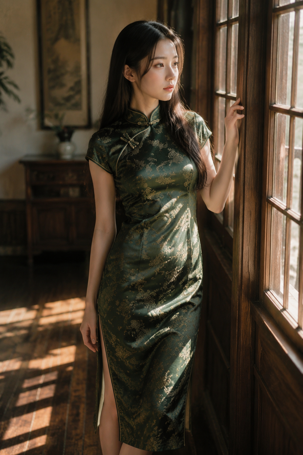 ## 提示词 一位约25岁的东方女性，黑色及腰长…