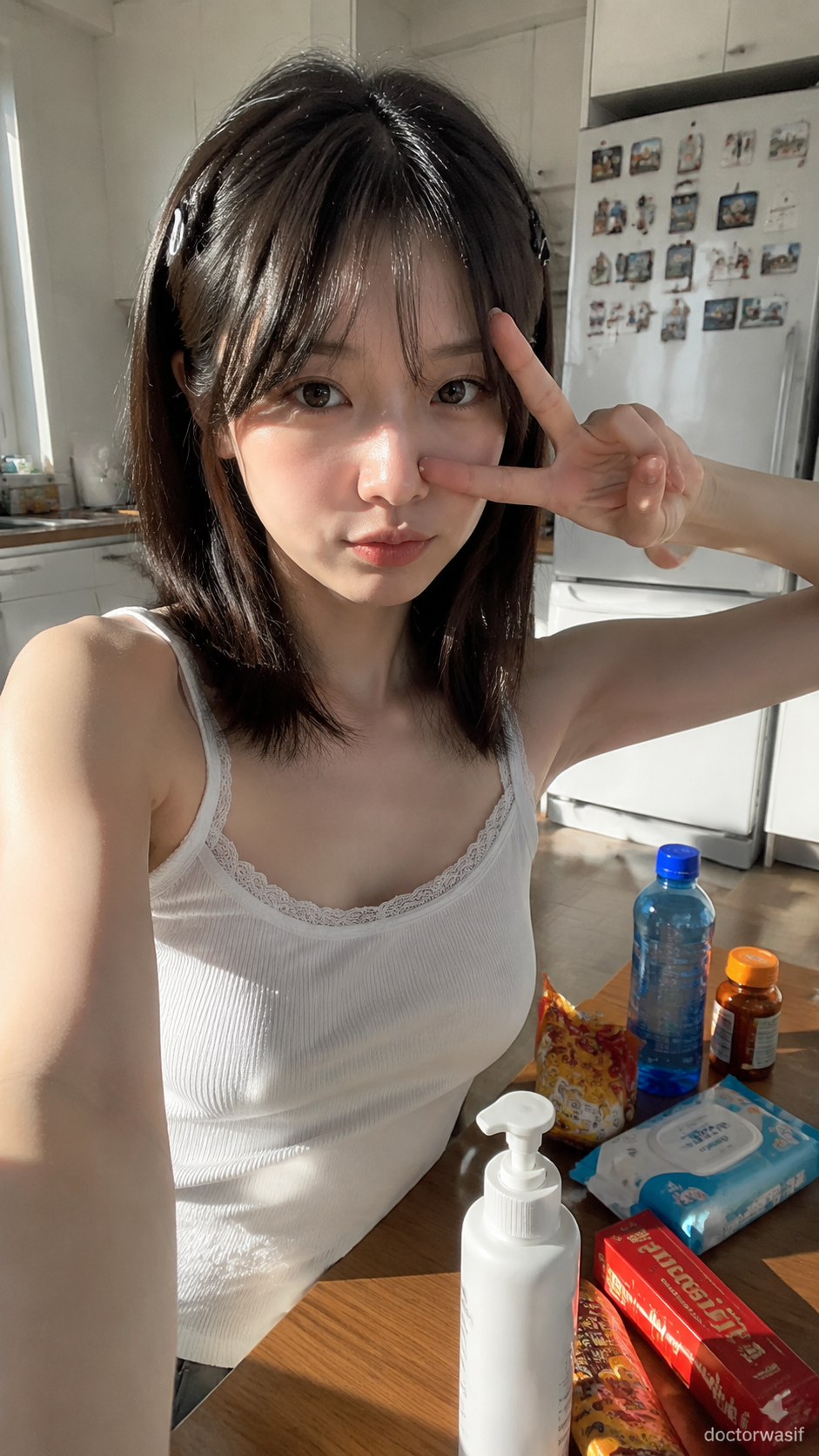 超逼真的智能手机自拍照（前置摄像头），人像模式。…