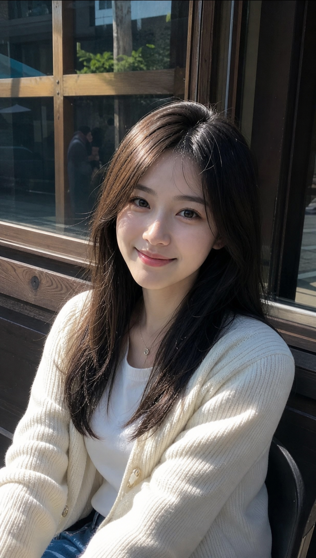 生成一张真实人物照片，一位日常生活中的初恋形象女…
