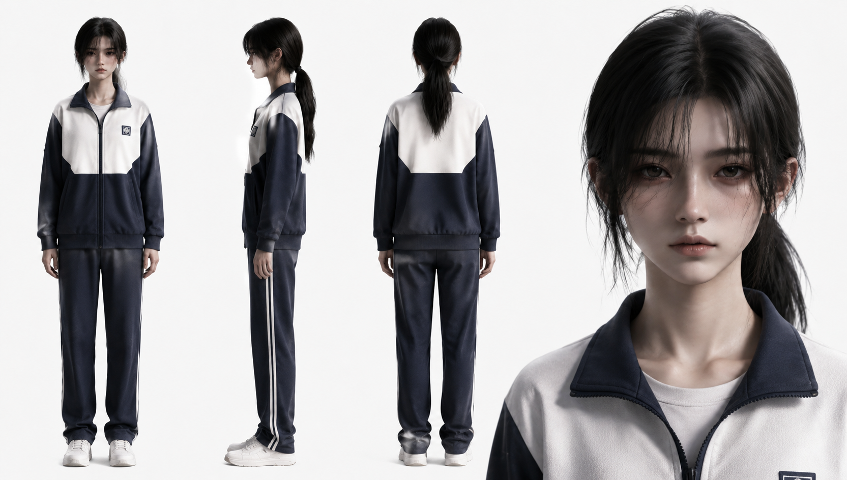 18岁女性，高三转学生。【五官参考图二】，发型低…