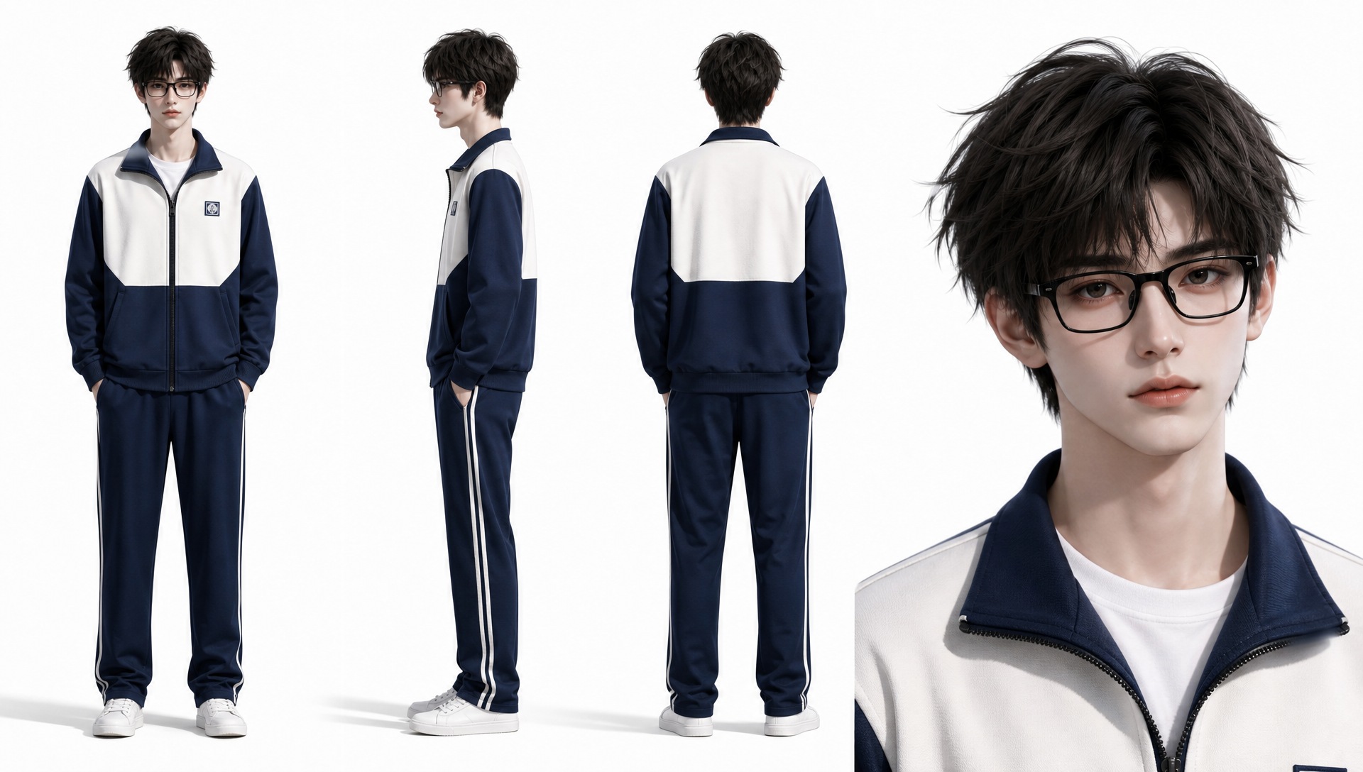 18岁男性，高三（1）形象参考图二人物，校服参考…
