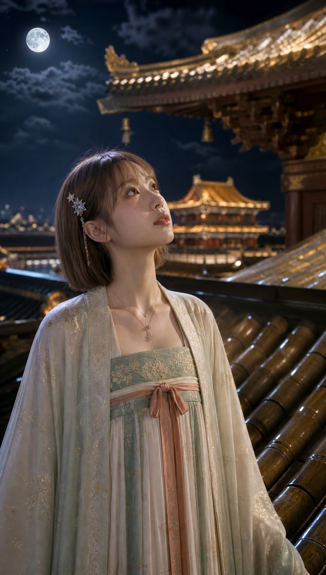 gptimage2 图像提示词： 少女仰望大明宫…