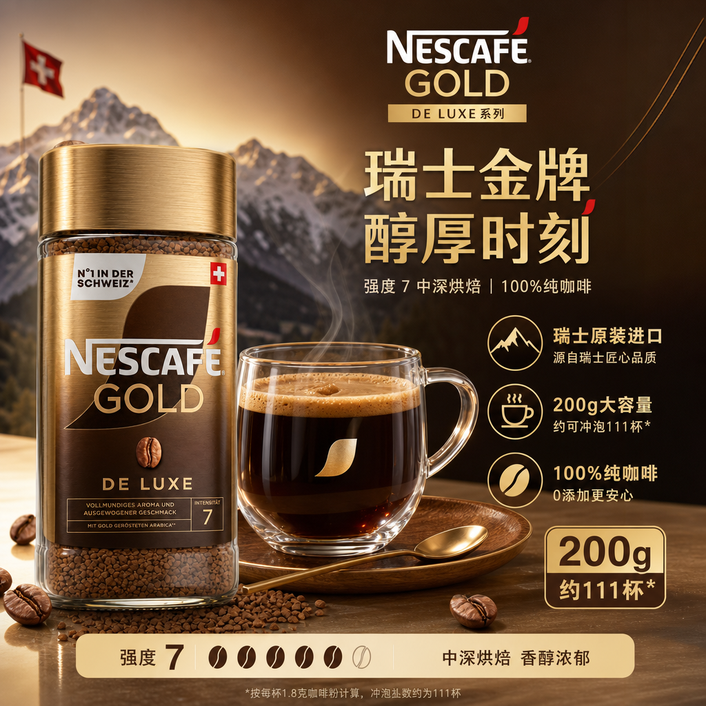 用户需要我为雀巢金牌速溶咖啡粉g设计电商详情页的…