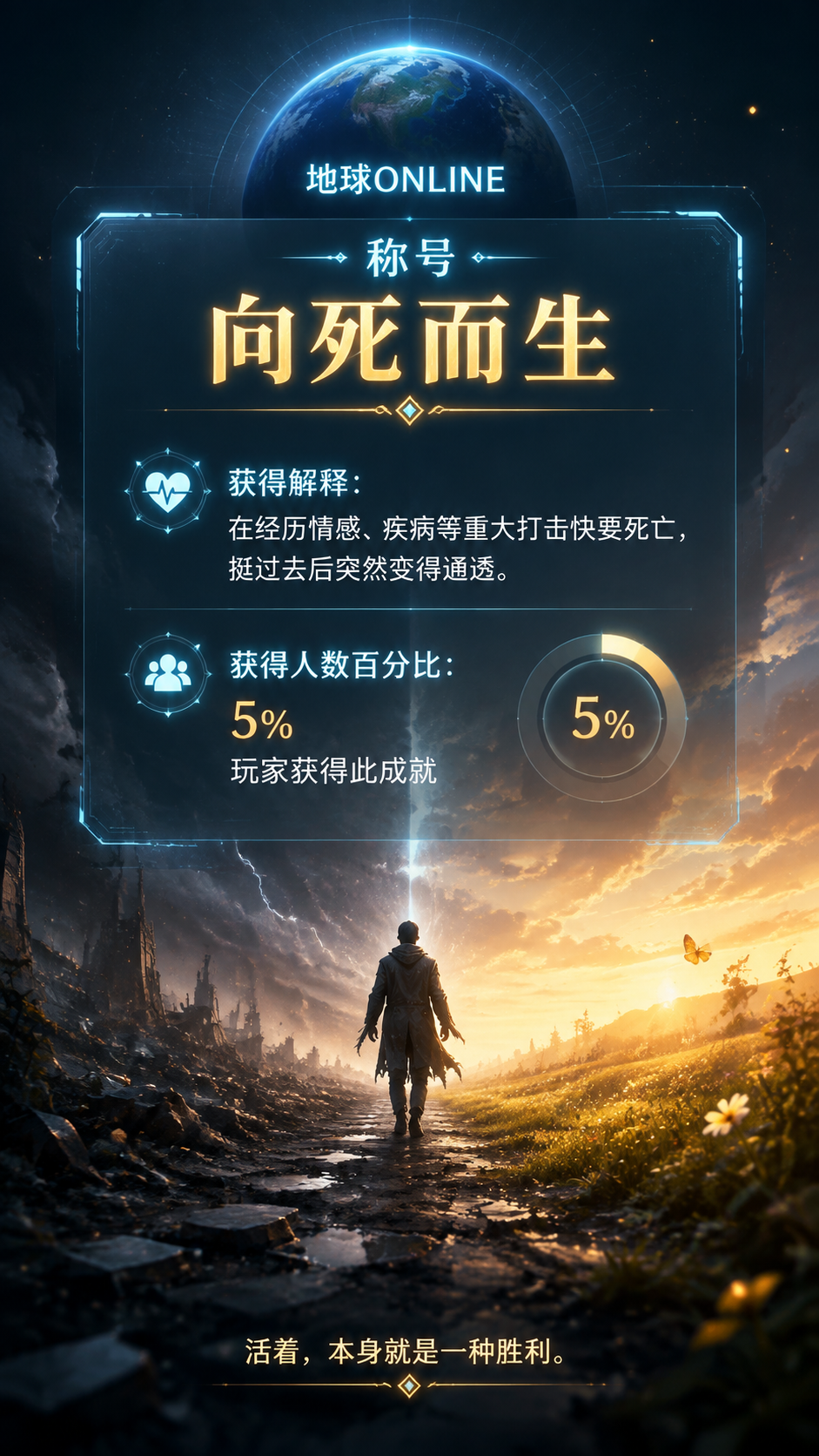 地球online称号：向死而生 获得解释：在经历…