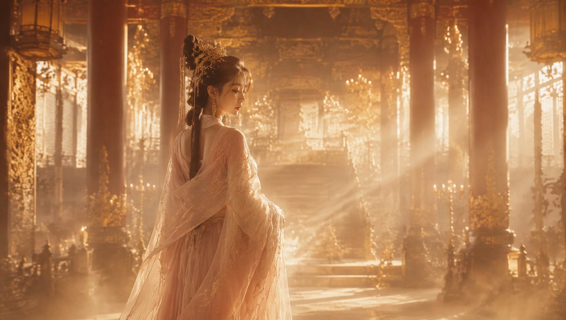 一位美丽的中国古代年轻少女26岁，唐代风格，穿着…