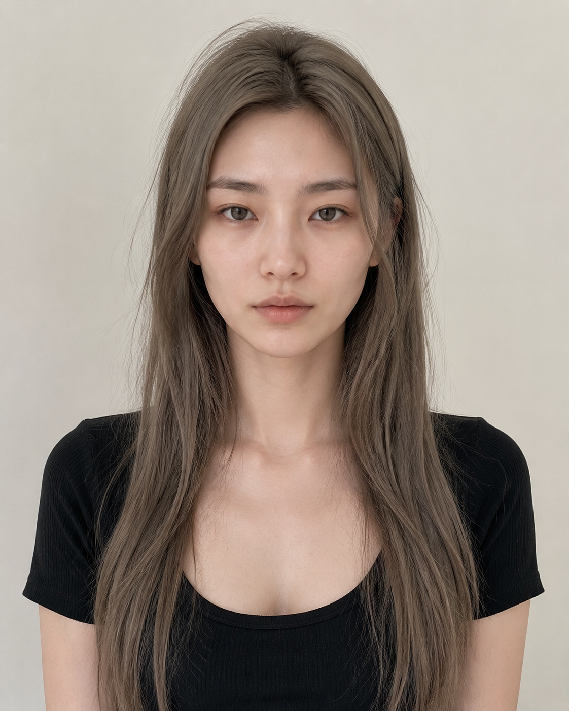 生成一张原创AI角色半身定妆照，干净纯色背景，真…